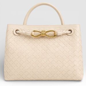 TU-LX Beige Woven “Verona” Satchel Knot Top Handle Crossbody / NWT